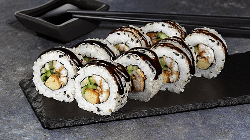 Каліфорнія з вугрем в кунжуті меню Sushi Master