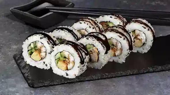 Страва Каліфорнія з вугрем в кунжуті меню SUSHI MASTER UA Каліфорнія з вугрем в кунжуті меню SUSHI MASTER UA