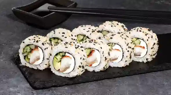 Страва Філадельфія з вугрем в кунжуті меню SUSHI MASTER UA Філадельфія з вугрем в кунжуті меню SUSHI MASTER UA