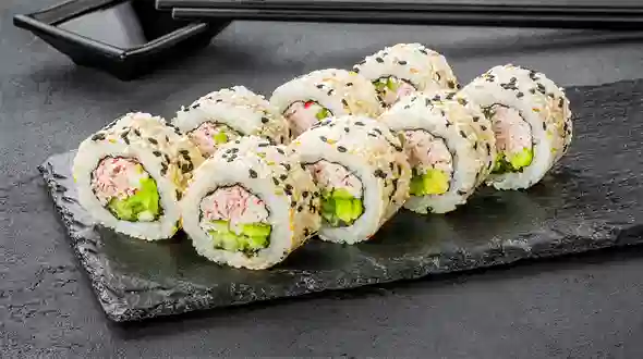 Страва Каліфорнія з крабовим міксом в кунжуті меню SUSHI MASTER UA Каліфорнія з крабовим міксом в кунжуті меню SUSHI MASTER UA