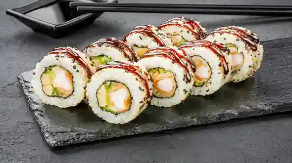 Страва Каліфорнія з креветкою в кунжуті меню SUSHI MASTER UA Каліфорнія з креветкою в кунжуті меню SUSHI MASTER UA