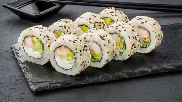 Блюдо Филадельфия с креветкой в кунжуте меню SUSHI MASTER UA Филадельфия с креветкой в кунжуте меню SUSHI MASTER UA