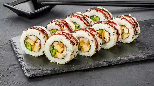 Страва Каліфорнія з вугрем в кунжуті меню SUSHI MASTER UA Каліфорнія з вугрем в кунжуті меню SUSHI MASTER UA